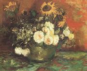 Vincent Van Gogh Bowl with Sunflowers,Roses and other Flowers (nn040 oil painting artist